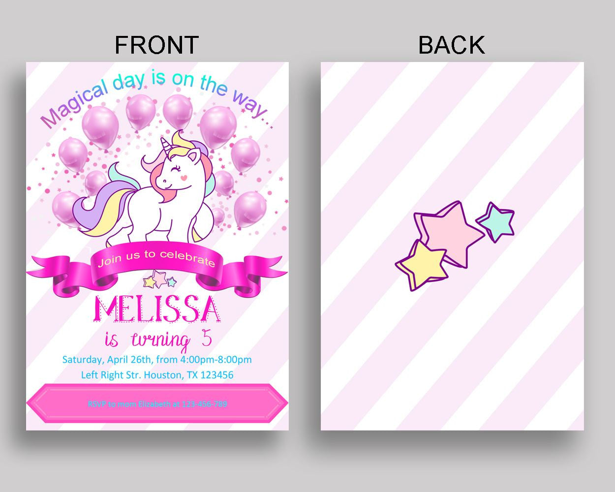 Unicorn Birthday Invitation Unicorn Birthday Party Invitation Unicorn Birthday Party Unicorn Invitation Girl unicorn party invite LUO4C - Digital Product