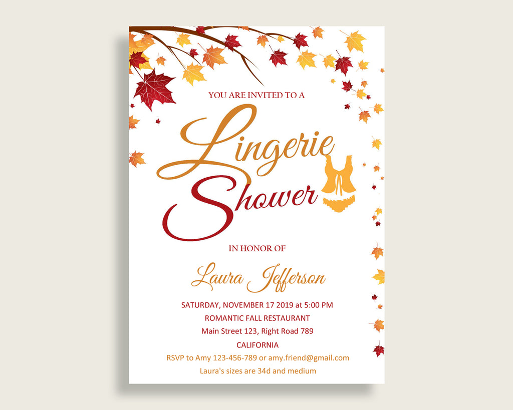 Lingerie Shower Invitation Bridal Shower Lingerie Shower Invitation Fall Bridal Shower Lingerie Shower Invitation Bridal Shower Autumn YCZ2S
