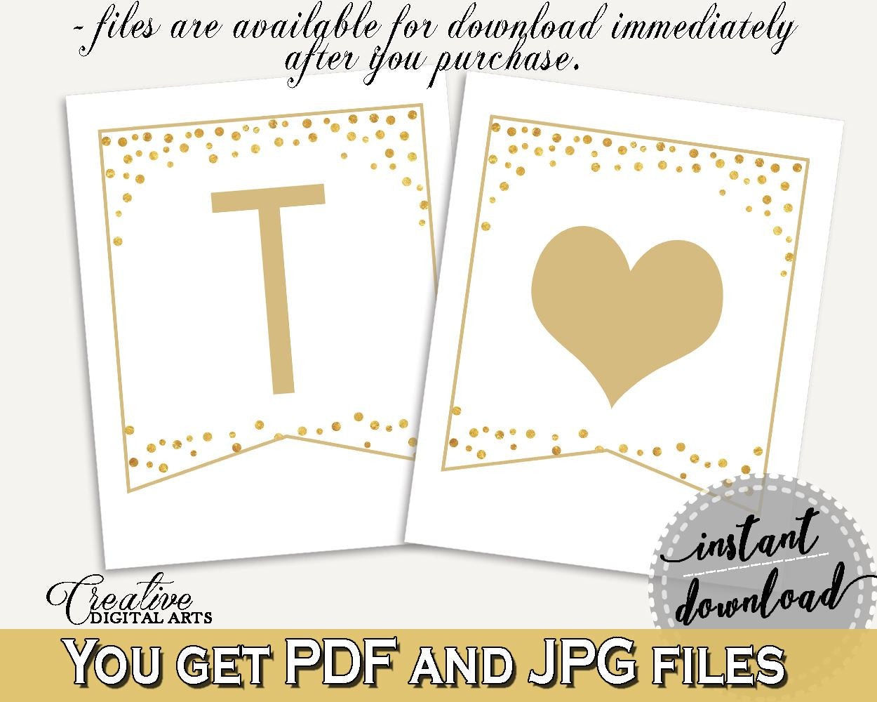 Banner Bridal Shower Banner Confetti Bridal Shower Banner Bridal Shower Confetti Banner Gold White party supplies, party décor CZXE5 - Digital Product