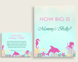 Pink Green How Big Is Mommy's Belly Game, Under The Sea Baby Shower Girl, Guess Mommys Belly Size, Mommy Tummy Game, Instant Download, uts01