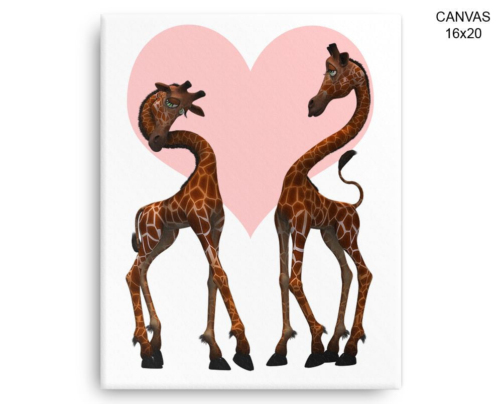 Giraffe Love Print, Beautiful Wall Art with Frame and Canvas options available Nursery Decor