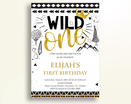 Wild One Birthday Invitation Wild One Birthday Party Invitation Wild One Birthday Party Wild One Invitation Boy wild one for boy 3W97V - Digital Product