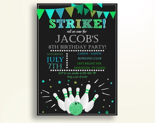 Bowling Night Birthday Invitation Bowling Night Birthday Party Invitation Bowling Night Birthday Party Bowling Night Invitation Boy 60ZNZ - Digital Product