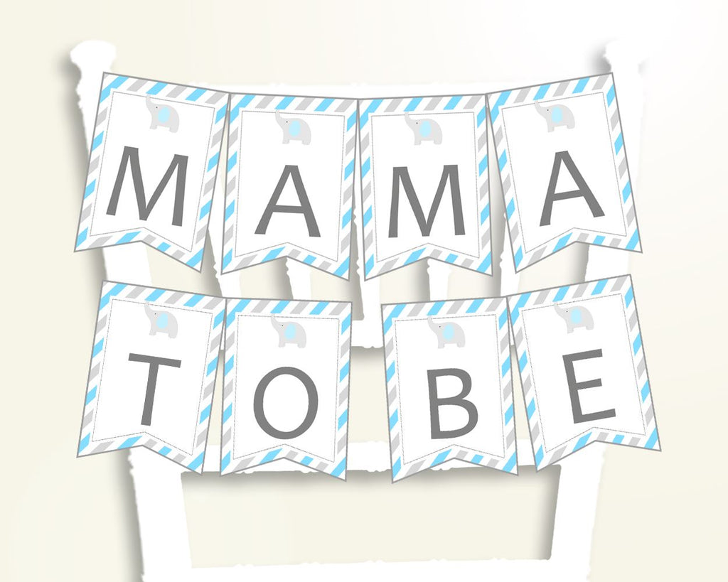 Chair Banner Baby Shower Chair Banner Elephant Baby Shower Chair Banner Blue Gray Baby Shower Elephant Chair Banner printable files C0U64 - Digital Product