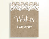 Wishes For Baby Baby Shower Wishes For Baby Burlap Lace Baby Shower Wishes For Baby Baby Shower Burlap Lace Wishes For Baby Brown W1A9S - Digital Product
