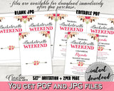 Bachelorette Weekend Invitation Editable in Bohemian Flowers Bridal Shower Pink And Red Theme, gathering, party plan, party stuff - 06D7T - Digital Product