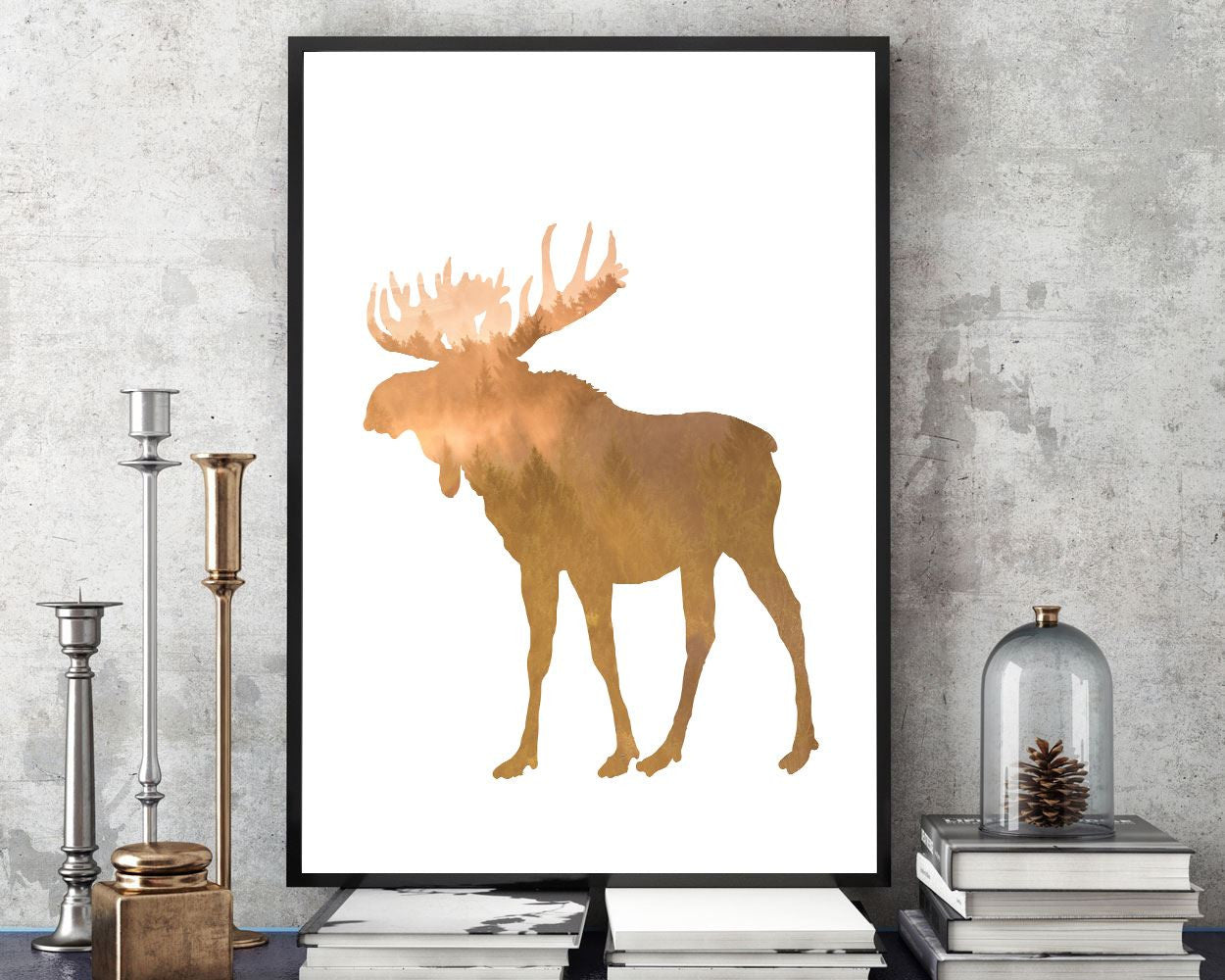 Wall Art Moose Digital Print Forrest Poster Art Moose Wall Art Print Forrest Rustic Art Forrest Rustic Print Moose Wall Decor Moose - Digital Download