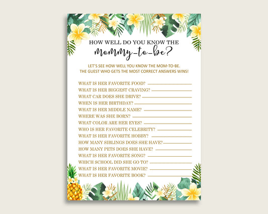 Green Yellow How Well Do You Know Mommy Game, Tropical Baby Shower Gender Neutral, Who Knows Mommy Best Printable, Summer Themed Party 4N0VK