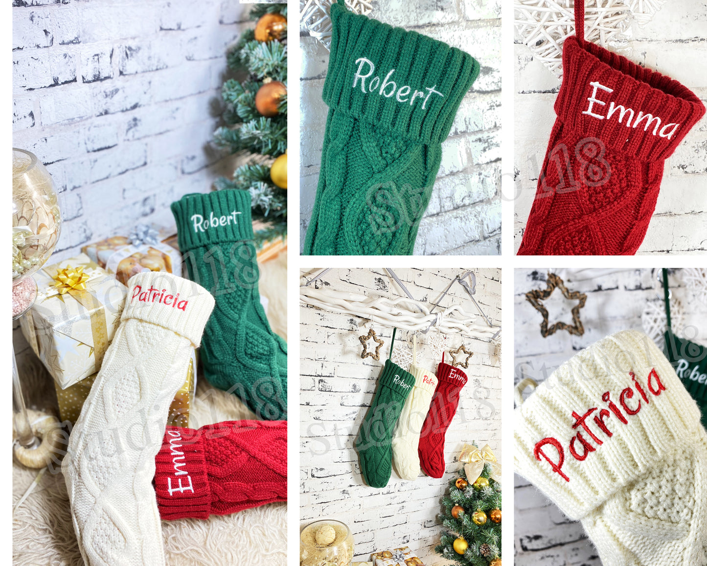 Knitted Holiday Stockings, Personalized Stockings, Embroidered Stocking, Christmas Stockings, Christmas Gift, Custom Stocking, Cable Knitted