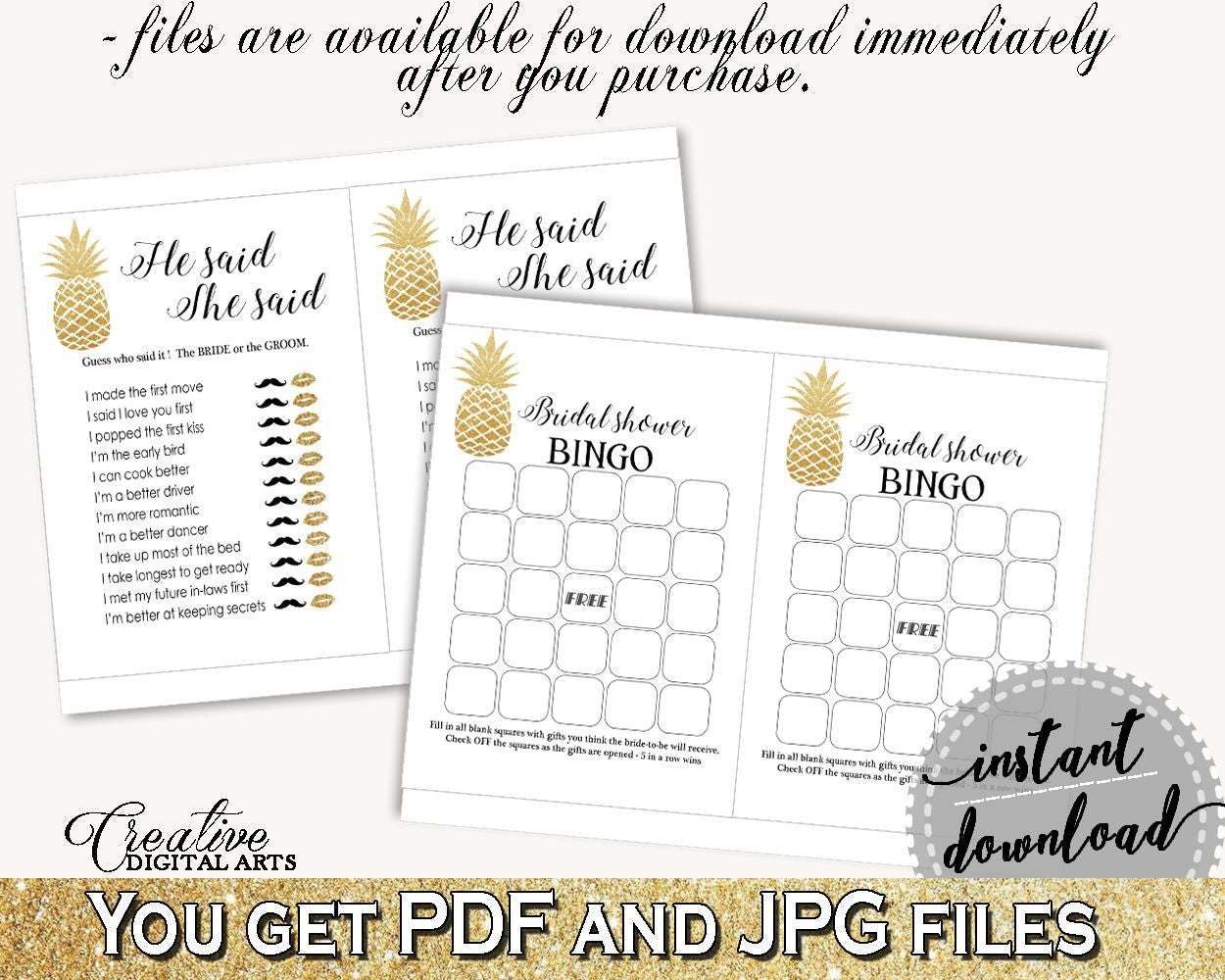 Games Bundle Bridal Shower Games Bundle Pineapple Bridal Shower Games Bundle Bridal Shower Pineapple Games Bundle Gold White prints 86GZU - Digital Product