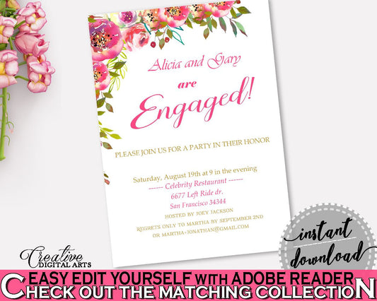 Engagement Invitation Bridal Shower Engagement Invitation Spring Flowers Bridal Shower Engagement Invitation Bridal Shower Spring UY5IG - Digital Product