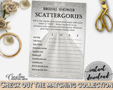 Scattergories Game in Silver Wedding Dress Bridal Shower Silver And White Theme, bridal scattergories, shower party, party décor - C0CS5 - Digital Product