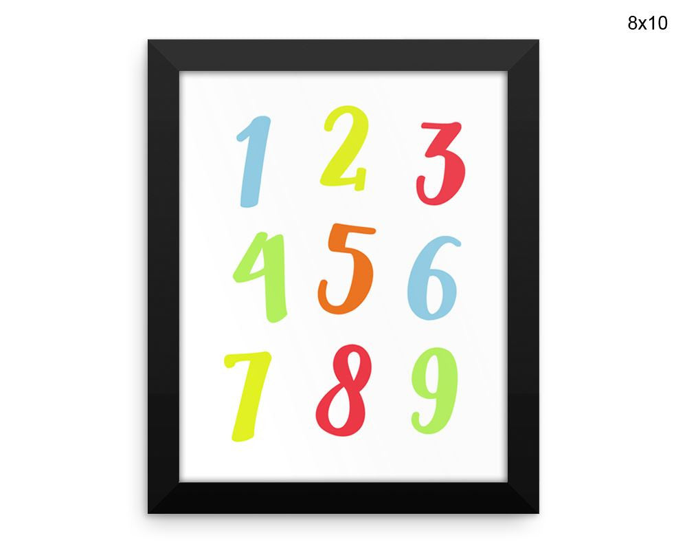 Numbers Digits Print, Beautiful Wall Art with Frame and Canvas options available Nursery Decor