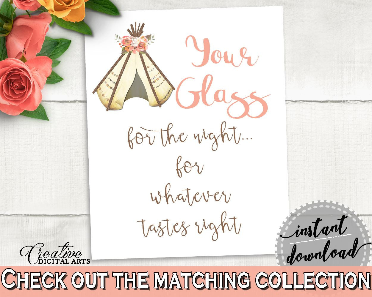 Your Glass For The Night Bridal Shower Your Glass For The Night Tribal Bridal Shower Your Glass For The Night Bridal Shower Tribal 9ENSG - Digital Product