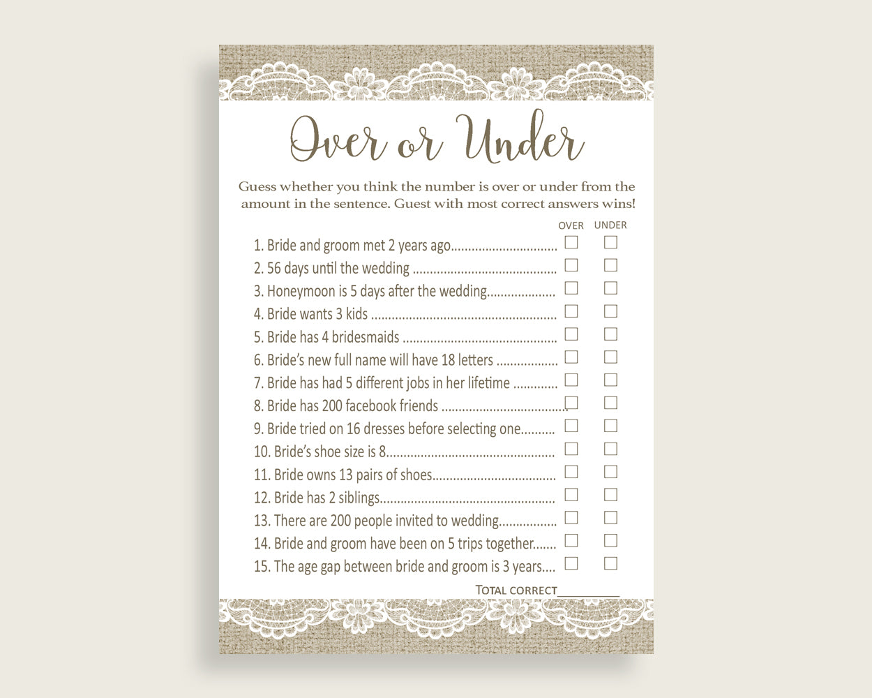 Over Or Under Bridal Shower Over Or Under Burlap And Lace Bridal Shower Over Or Under Bridal Shower Burlap And Lace Over Or Under NR0BX