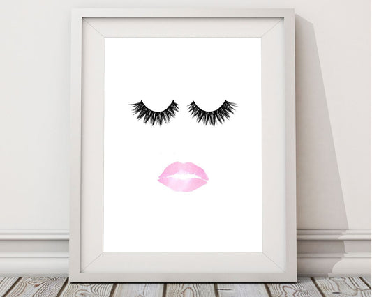 Lashes Framed Print Available Lips Canvas Print Available Lashes Fashion Art Lips Fashion Print Lashes Printed Lips eyelashes print - Digital Download