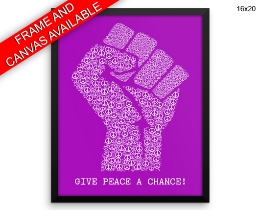 Give Peace A Chance Print, Beautiful Wall Art with Frame and Canvas options available Inspirational