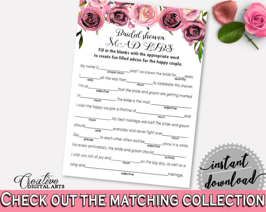 Mad Libs Bridal Shower Mad Libs Floral Bridal Shower Mad Libs Bridal Shower Floral Mad Libs Pink Purple party organization - BQ24C - Digital Product