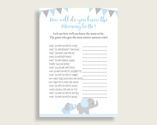 Blue Grey How Well Do You Know Mommy Game, Elephant Baby Shower Boy, Who Knows Mommy Best Printable, Most Popular Chevron Theme ebl02