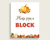 Sign A Block Baby Shower Decorate A Block Fall Pumpkin Baby Shower Sign A Block Baby Shower Fall Pumpkin Decorate A Block Orange Brown BPK3D - Digital Product