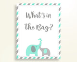 What's In The Bag Baby Shower What's In The Bag Turquoise Baby Shower What's In The Bag Baby Shower Elephant What's In The Bag Green 5DMNH - Digital Product