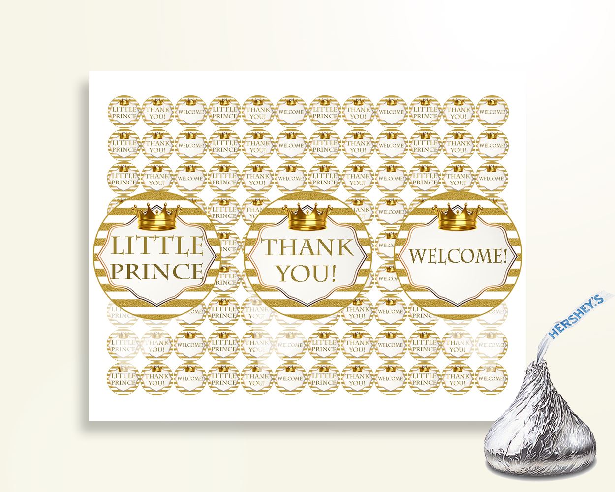 Hershey Kisses Baby Shower Hershey Kisses Royal Baby Shower Hershey Kisses Gold White Baby Shower Gold Hershey Kisses prints Y9MQF - Digital Product