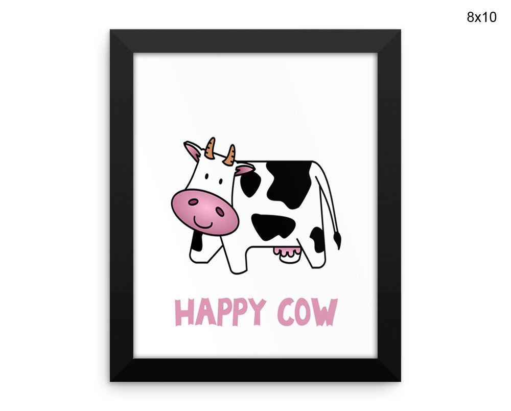 Happy Cow Print, Beautiful Wall Art with Frame and Canvas options available Nursery Decor