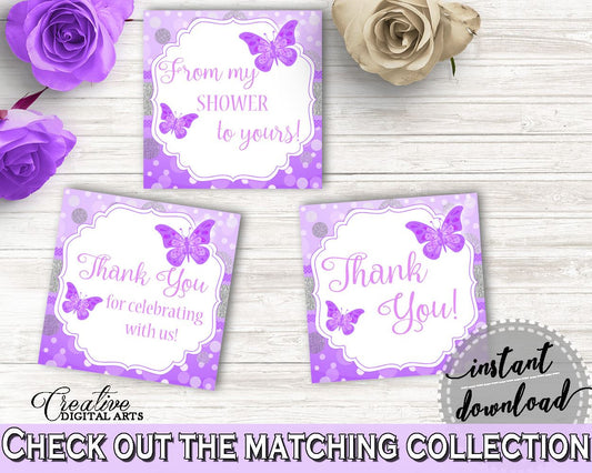 Square Tags Baby Shower Square Tags Butterfly Baby Shower Square Tags Baby Shower Butterfly Square Tags Purple Pink instant download 7AANK - Digital Product