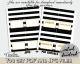 Baby shower Place CARDS or FOOD TENTS editable printable with black and white color stripes theme for boys girls, instant download - bs001