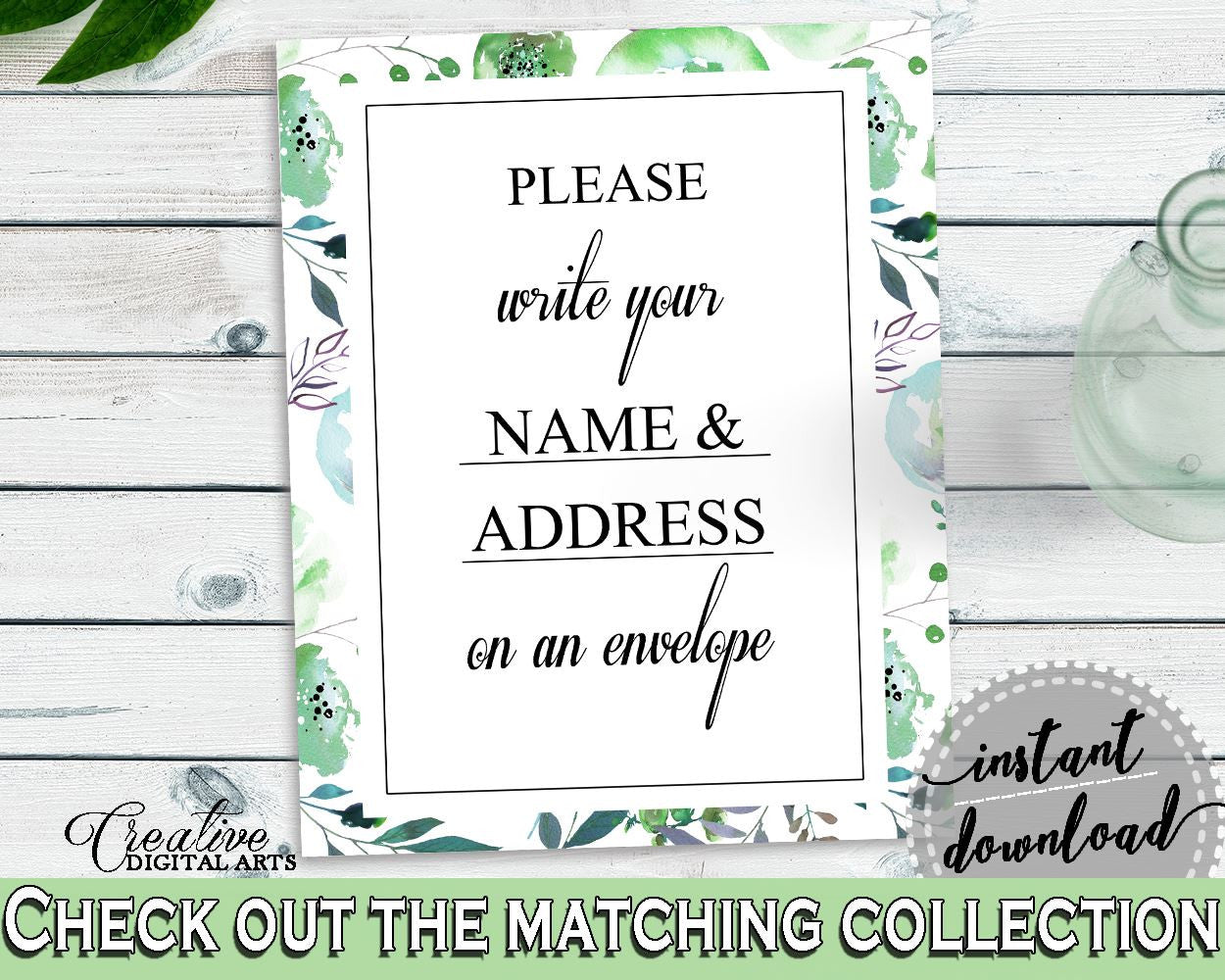 Addressing Sign Bridal Shower Addressing Sign Botanic Watercolor Bridal Shower Addressing Sign Bridal Shower Botanic Watercolor 1LIZN - Digital Product