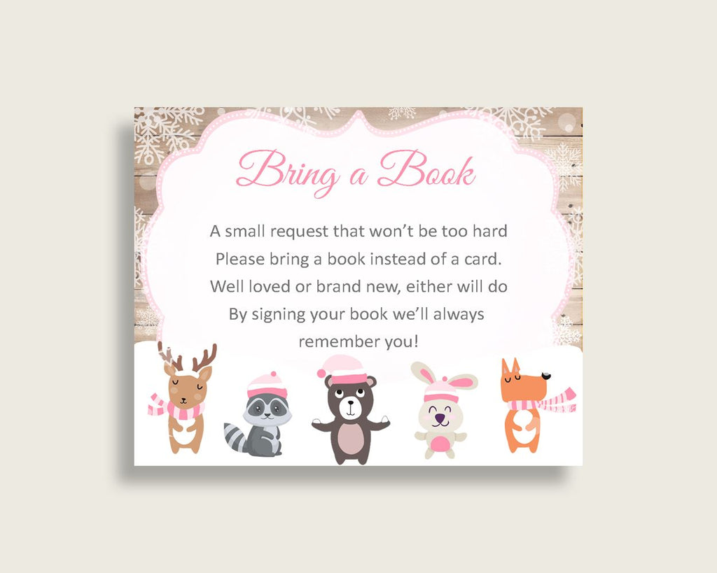 Bring A Book Baby Shower Bring A Book Forest Girl Baby Shower Bring A Book Baby Shower Forest Girl Bring A Book Pink White prints OBJUF - Digital Product