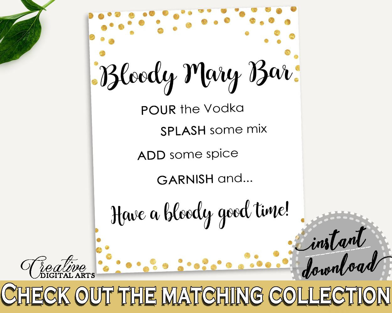 Bloody Mary Bridal Shower Bloody Mary Confetti Bridal Shower Bloody Mary Bridal Shower Confetti Bloody Mary Gold White digital print CZXE5 - Digital Product