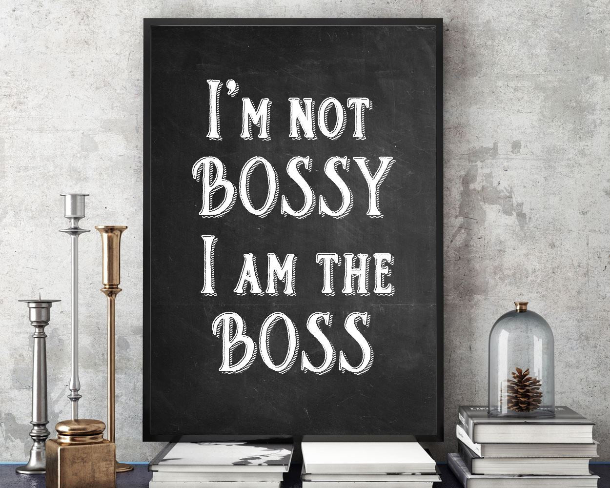 Wall Decor Boss Printable Bossy Prints Boss Sign Bossy Office Art Bossy Office Print Boss Printable Art Boss i am the boss chalkboard sign - Digital Download