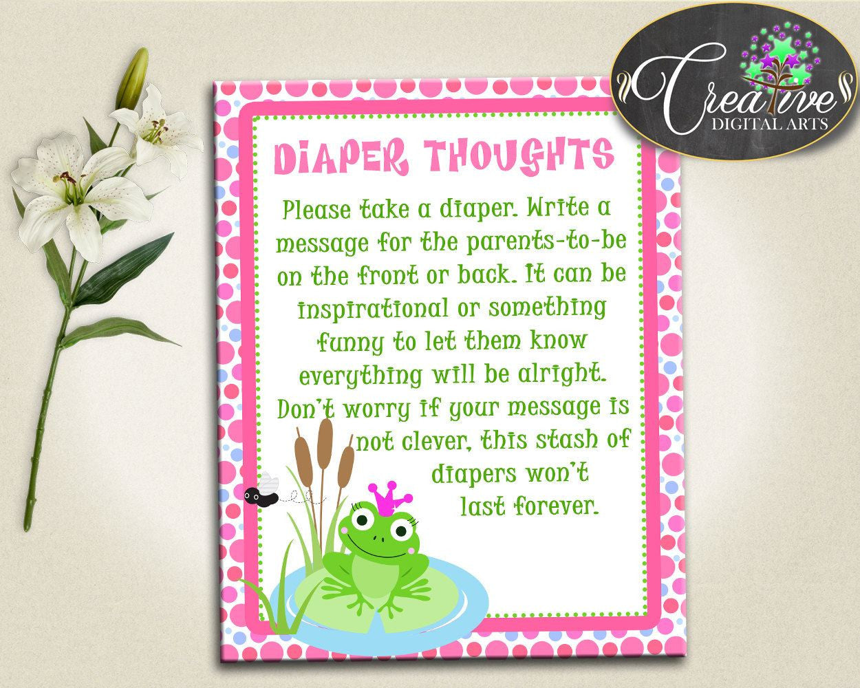 Baby Shower Frogs Baby Shower Froggy Cool Activity Nappies DIAPER THOUGHTS, Printable Files, Party Plan, Party Décor - bsf01 - Digital Product