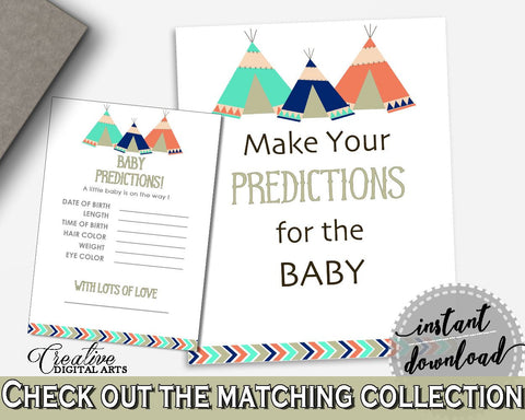 Baby Predictions Baby Shower Baby Predictions Tribal Teepee Baby Shower Baby Predictions Baby Shower Tribal Teepee Baby Predictions KS6AW - Digital Product