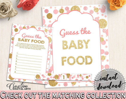 Pink Gold Baby Food Guessing, Baby Shower Baby Food Guessing, Dots Baby Shower Baby Food Guessing, Baby Shower Dots Baby Food Guessing RUK83 - Digital Product