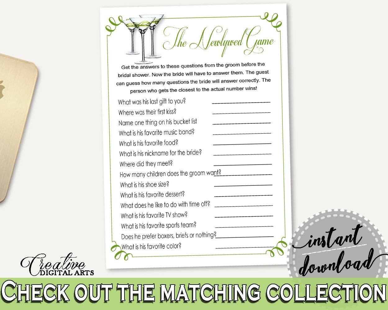 The Newlywed Game Bridal Shower The Newlywed Game Modern Martini Bridal Shower The Newlywed Game Bridal Shower Modern Martini The ARTAN - Digital Product