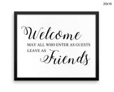 Welcome Print, Beautiful Wall Art with Frame and Canvas options available Home Decor