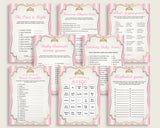 Royal Princess Baby Shower Games Printable Pack, Pink Gold Baby Shower Games Package Girl, Royal Princess Games Bundle Set, Instant rp002