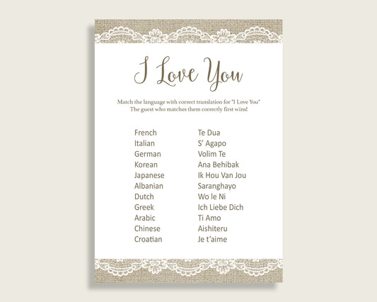 I Love You Game Bridal Shower I Love You Game Burlap And Lace Bridal Shower I Love You Game Bridal Shower Burlap And Lace I Love You NR0BX