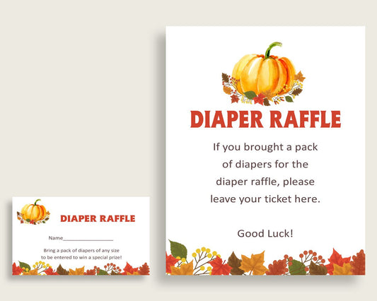 Diaper Raffle Baby Shower Diaper Raffle Fall Baby Shower Diaper Raffle Baby Shower Pumpkin Diaper Raffle Orange Brown party ideas BPK3D - Digital Product