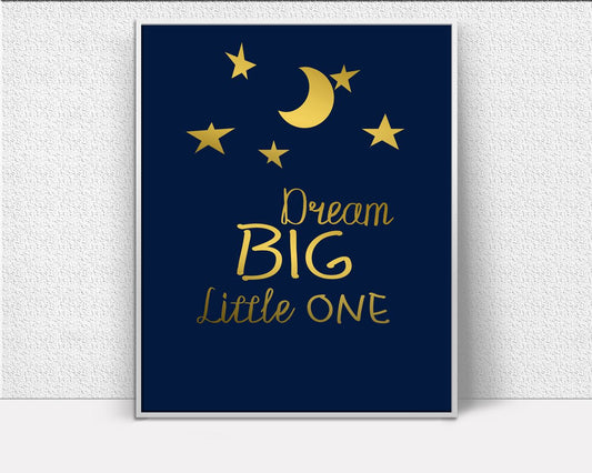 Dreams Prints Wall Art Nursery Digital Download Dreams  Instant Download Nursery Frame And Canvas Available Gold Stars Gold Nursery - Digital Download