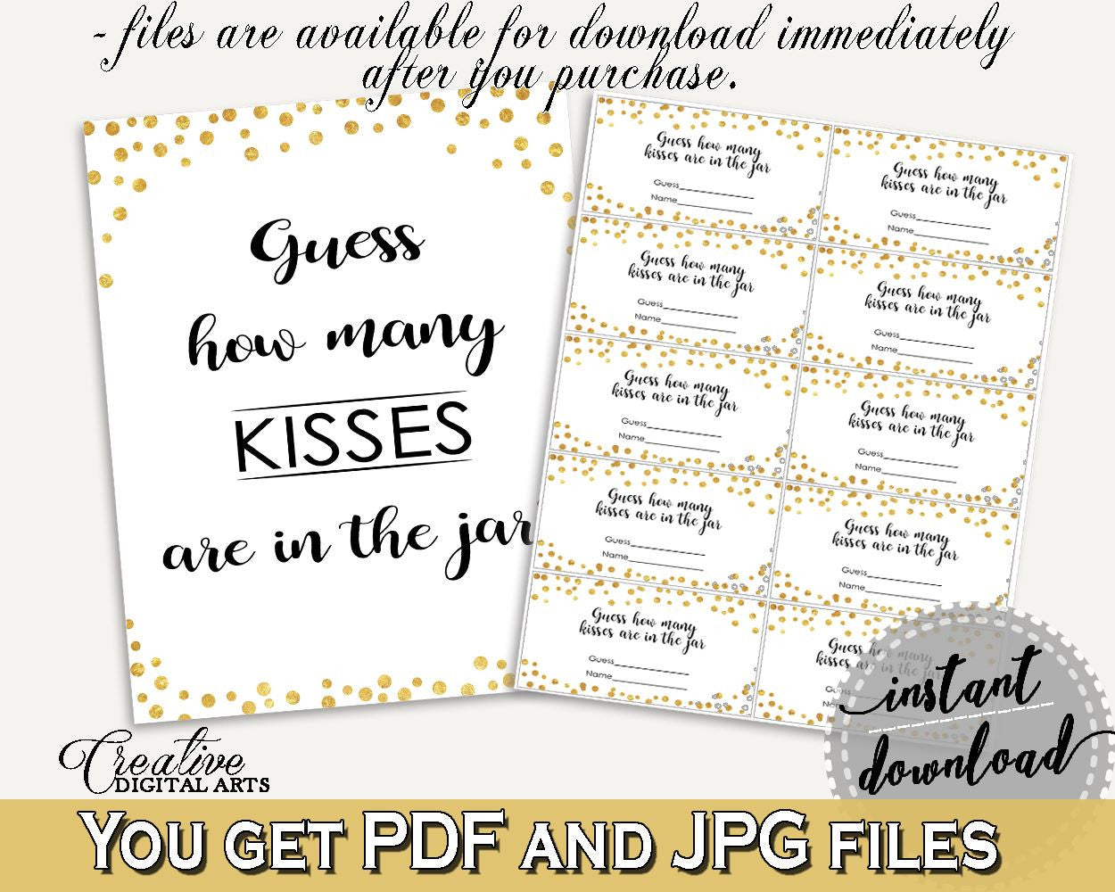 Kisses Guessing Game Bridal Shower Kisses Guessing Game Confetti Bridal Shower Kisses Guessing Game Bridal Shower Confetti Kisses CZXE5 - Digital Product