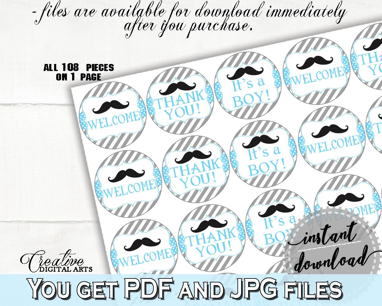 Blue Gray Hershey Kisses, Baby Shower Hershey Kisses, Mustache Baby Shower Hershey Kisses, Baby Shower Mustache Hershey Kisses instant 9P2QW - Digital Product