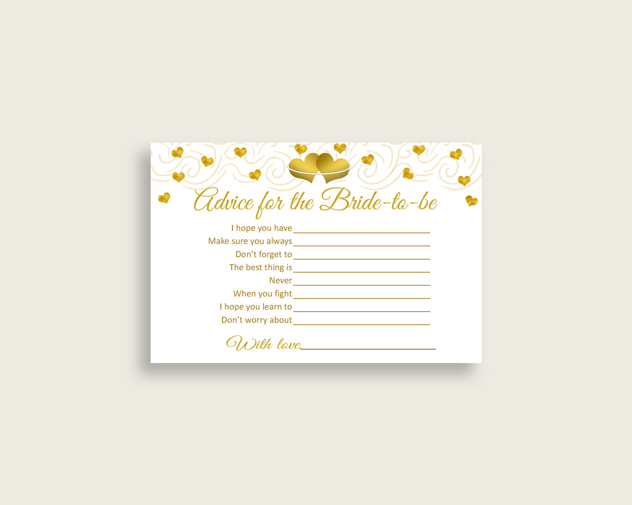 Advice Cards Bridal Shower Advice Cards Gold Hearts Bridal Shower Advice Cards Bridal Shower Gold Hearts Advice Cards White Gold 6GQOT