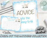 Sheep Advice For Mommy To Be and Advice For The New Parents lamb baby shower boy blue theme printable, Jpg Pdf, instant download - fa001