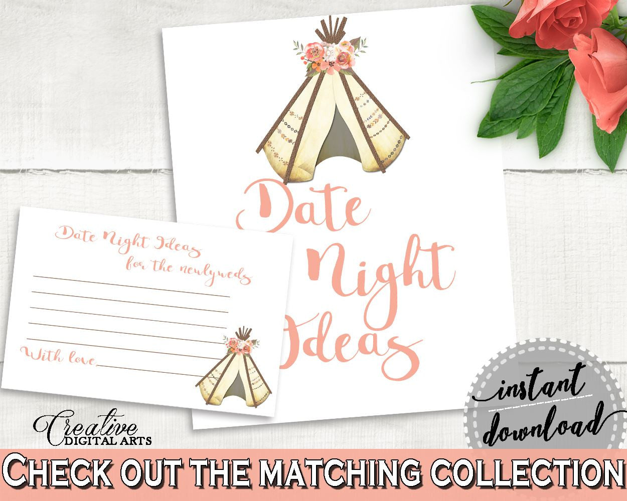 Date Night Ideas Bridal Shower Date Night Ideas Tribal Bridal Shower Date Night Ideas Bridal Shower Tribal Date Night Ideas Pink 9ENSG - Digital Product