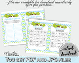 Blue and Green Baby Shower games package bundle printable with Green Alligator Crocodile for boys - Instant Download - ap002