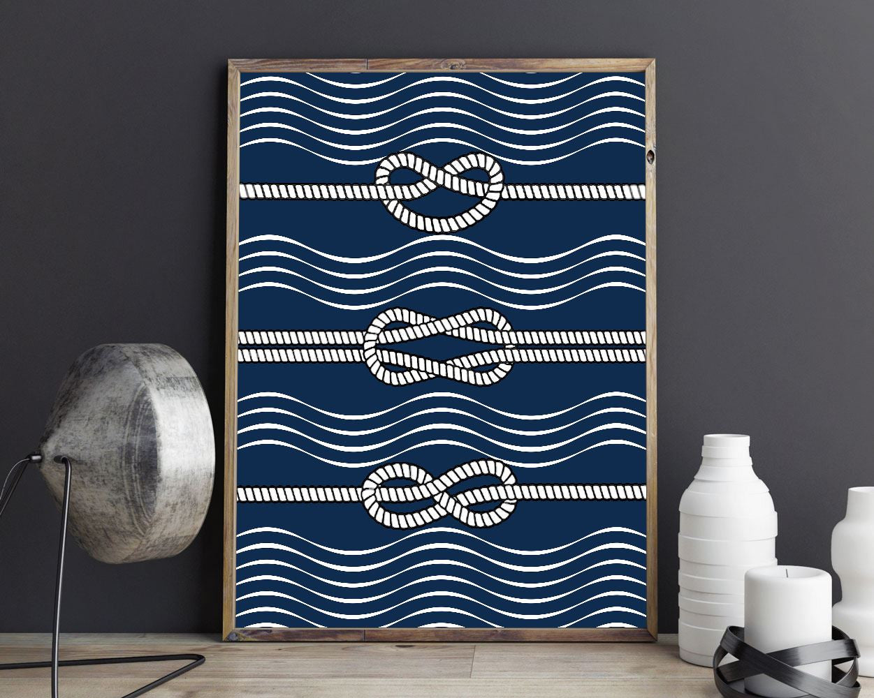 Wall Art Rope Digital Print Nautical Poster Art Rope Wall Art Print Nautical  Wall Decor Rope Sea nautical ropes navy blue knops print - Digital Download