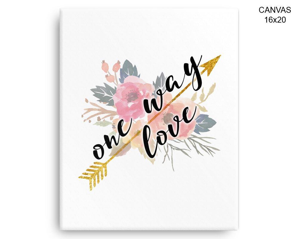 One Way Love Print, Beautiful Wall Art with Frame and Canvas options available Love Decor